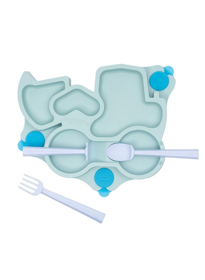 Constructive Eating Plate Made in USA | Constructive Baby | Kids Dinnerware Set, Teal Truck Plate | Divided Suction Plates for Toddlers - Made with Materials Tested for Safety - Image 2