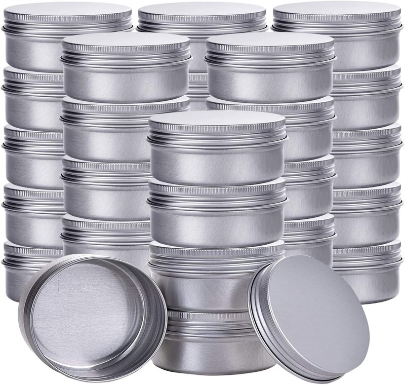 Hulless 2 Ounce Aluminum Tin Jar Refillable Containers 60 ml Aluminum Screw Lid Round Tin Container Bottle for Cosmetic,Lip Balm, Cream, 60 Pack - Image 1