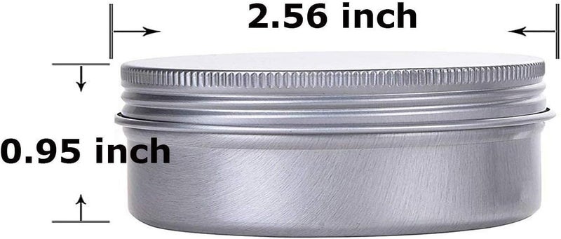 Hulless 2 Ounce Aluminum Tin Jar Refillable Containers 60 ml Aluminum Screw Lid Round Tin Container Bottle for Cosmetic,Lip Balm, Cream, 60 Pack - Image 2