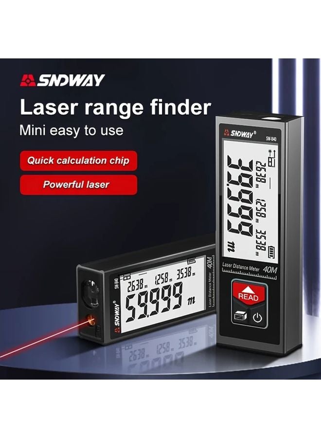 SNDWAY Mini Laser Distance Meter 60m 196ft USB Rechargeable Backlit Display - Image 2