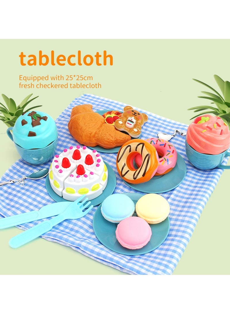 30 Pcs Kids Picnic Basket,Toy Food for Toddlers, Play Food Sets for Kids Kitchen Role Playset with Carry Case Fake Food Cake Dessert Play Kitchen Accessories, Birthday for Toddler Girls Boys - Image 2