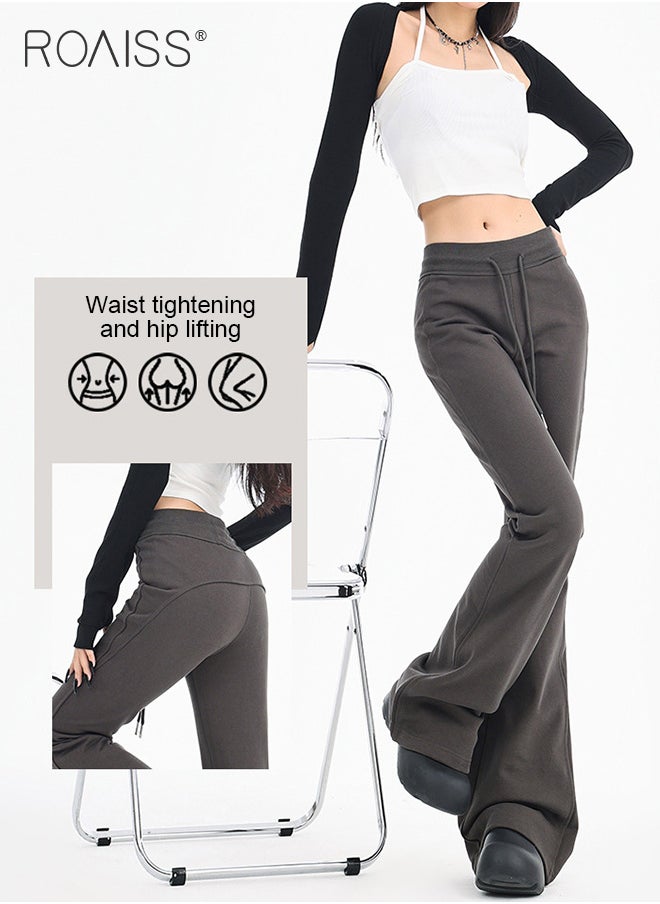 Casual Retro Flare Pants Women'S Daily Versatile Sports Pants Elastic Waist Drawstring Design Sports Pants - pzsku/Z4B7498AEE348848439BBZ/45/_/1732340475/567394cf-7b1f-417a-932f-bcbf972df385