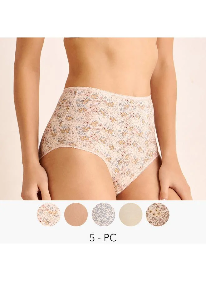 سبلاش فيڤ Set of 5   Full Briefs High Waist with Assorted Design