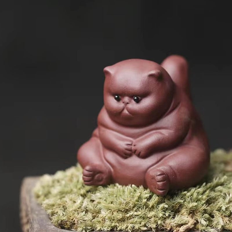 EAEDMY Simplified versatile design Purple Sand Figurine - Cute Kungfu Tea Pet Gift for Tea Lover Friend - Home Decoration Ornament (Angry Cat) Global upgraded economical craftsmanship - Image 1