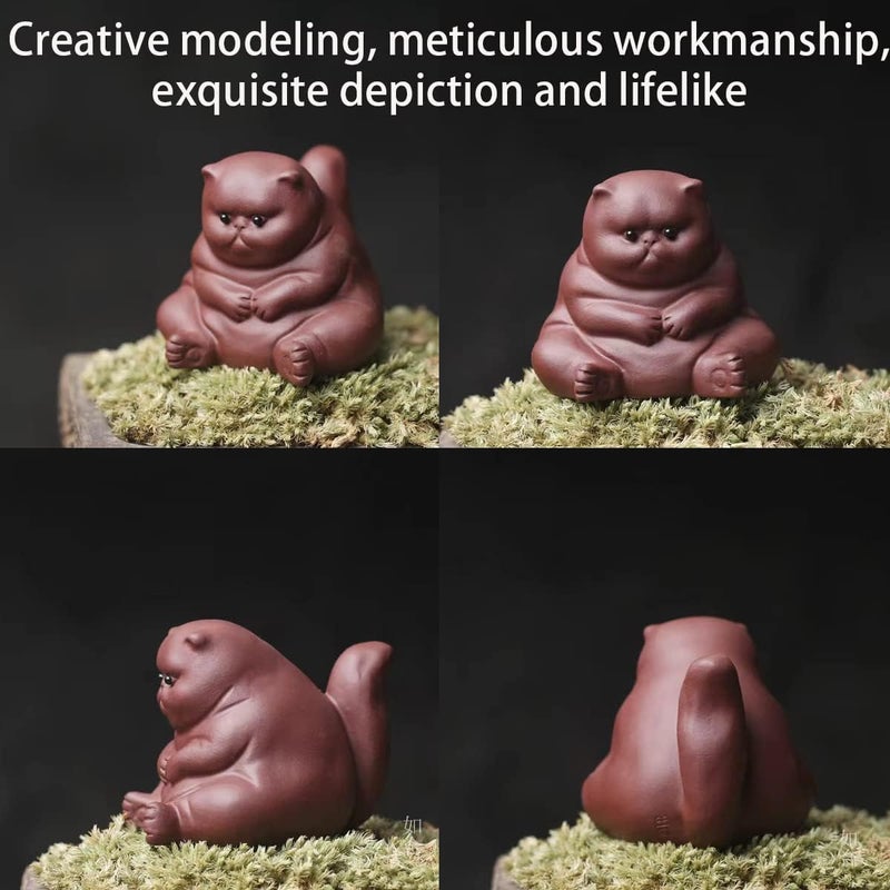EAEDMY Simplified versatile design Purple Sand Figurine - Cute Kungfu Tea Pet Gift for Tea Lover Friend - Home Decoration Ornament (Angry Cat) Global upgraded economical craftsmanship - Image 2