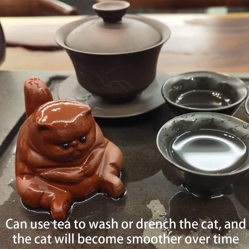 EAEDMY Simplified versatile design Purple Sand Figurine - Cute Kungfu Tea Pet Gift for Tea Lover Friend - Home Decoration Ornament (Angry Cat) Global upgraded economical craftsmanship - Image 4