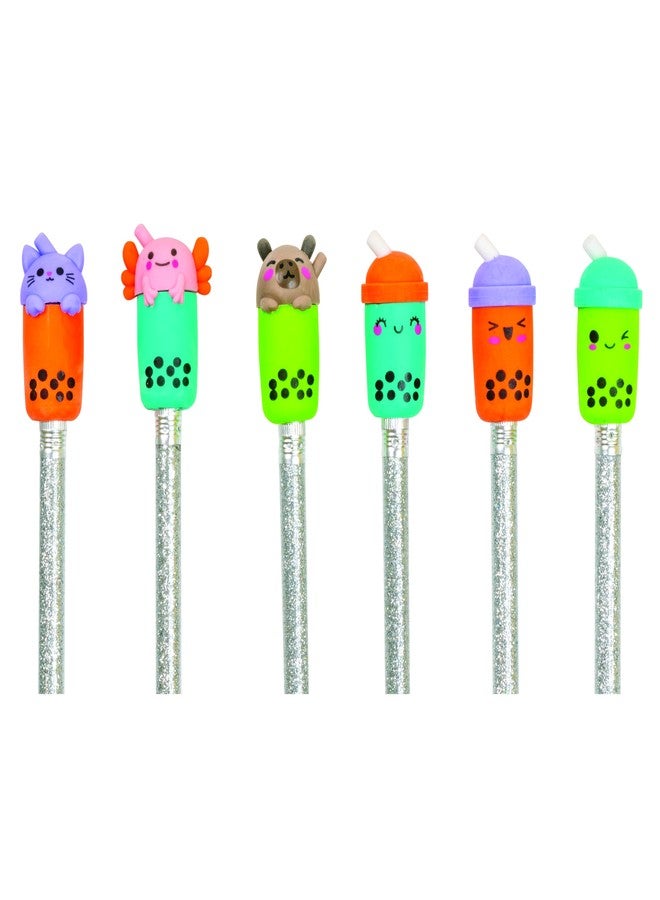 Geddes Raymond Geddes Boba Tea Eraser Pencil Toppers - Pack of 48 - Cute Mix-and-Match Pencil Toppers for Kids - Image 2