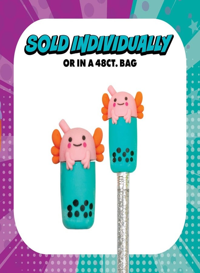 Geddes Raymond Geddes Boba Tea Eraser Pencil Toppers - Pack of 48 - Cute Mix-and-Match Pencil Toppers for Kids - Image 3