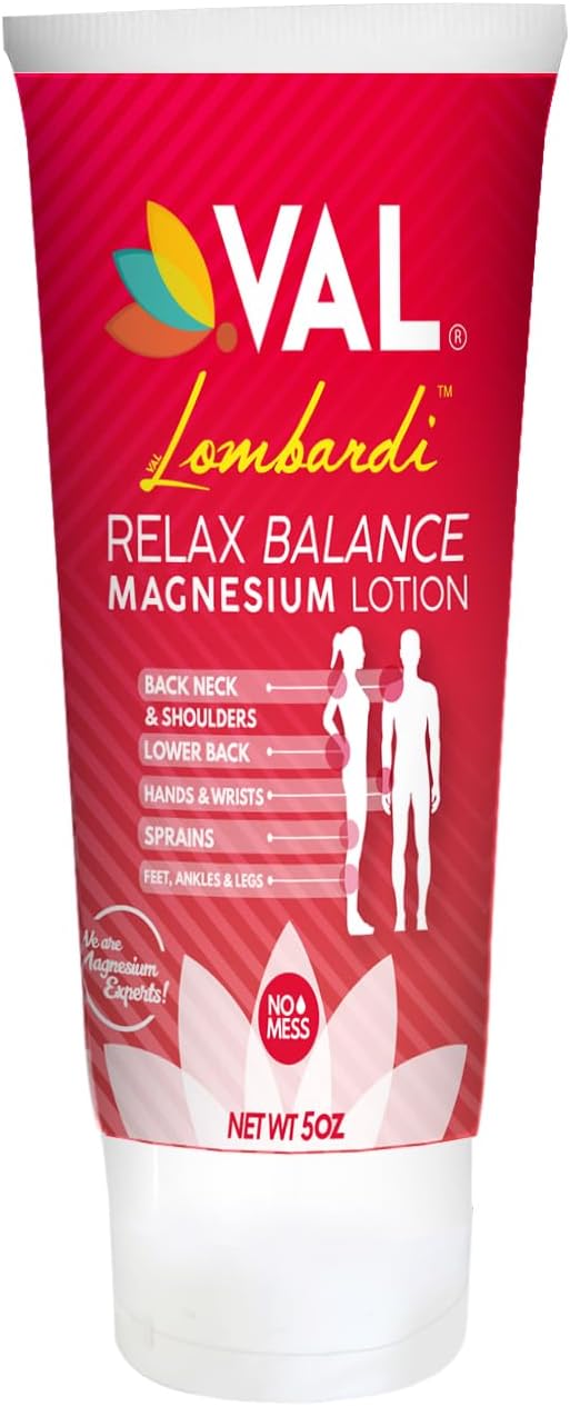 VAL Lombardi Relax Balance Magnesium Lotion  Arnica Camphor  Menthol  Fast Relief for Joints Muscles Back Shoulders Feet  NonGreasy  5oz - Image 1