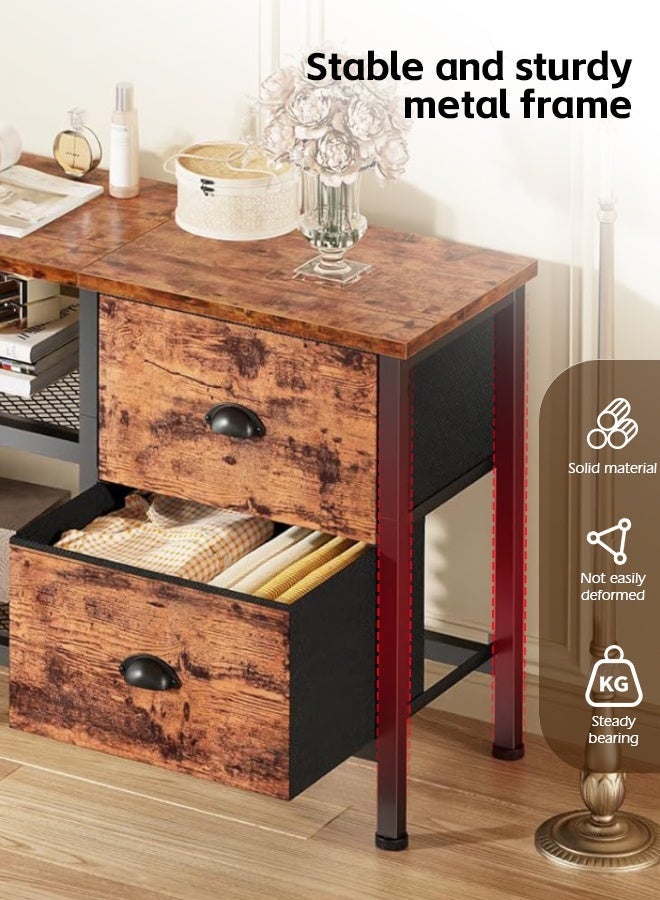 مساحة عمار طاولة تلفزيون مناسبة لتلفزيون 55 بوصة، وحدة ترفيهية ريفية مع مساحة تخزين، أرفف مفتوحة ودرج قماشي، وحدة وسائط متعددة لغرفة المعيشة أو غرفة النوم، بني، 120×30×55 سم - Image 5