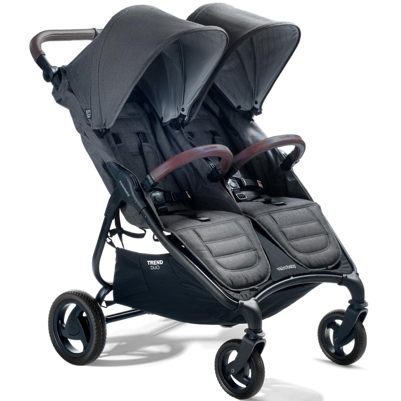 Valco Baby Trend Duo Light Weight Side by Side Double Stroller 2025Charcoal Easy and Compact fold MultiPosition Recline Large Canopy Independent Twin Vents and More Luxurious Twin Pram