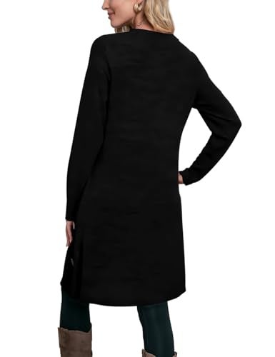 OFEEFAN Long Sleeve Dress for Women Fall Dresses for Women 2025 Early Fall Fashion Teacher Outfits Tunic Sweater Dress Work Dresses Black L - Image 5