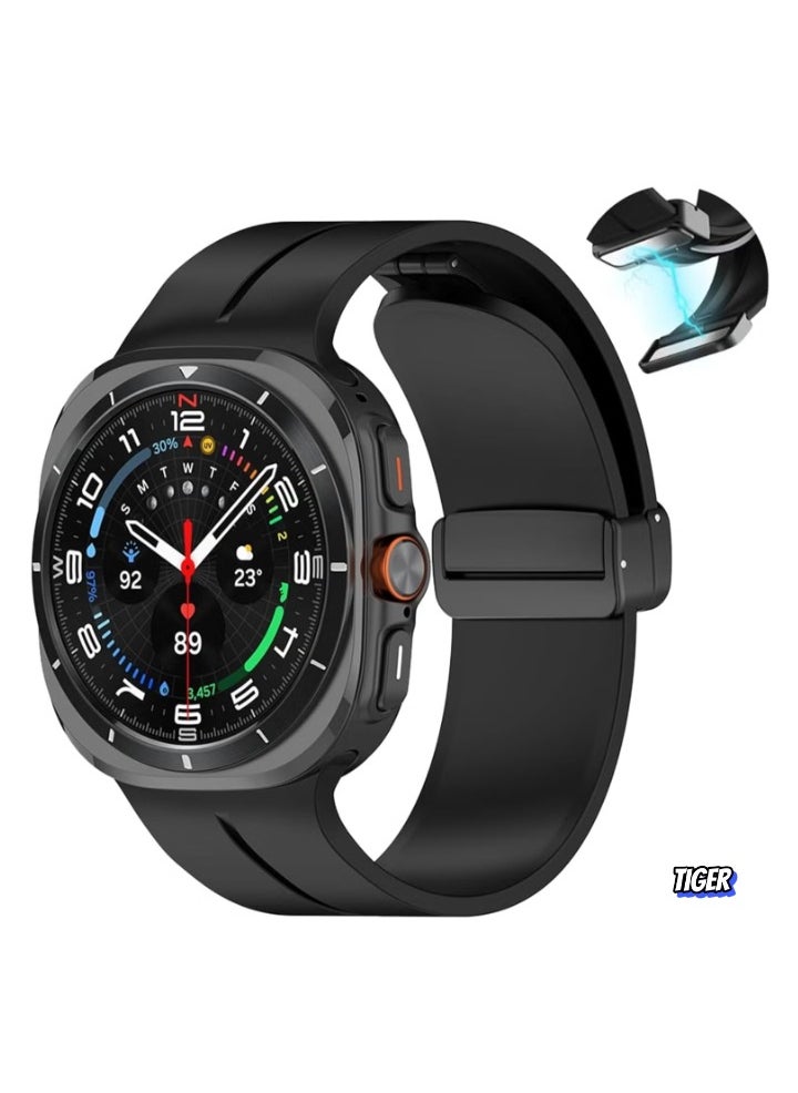 TIGER Magnetic Band Compatible with Samsung Galaxy Watch 7 Ultra 2024 – Silicone Sports Strap, D-Buckle Replacement, No Gap Design, Magnetic Closure, Stylish and Comfortable Band for Men & Women  - Image 1