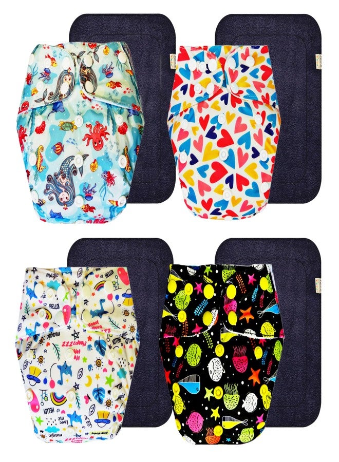 Dumbledo Premium Cloth Diaper with Gray Insert (Pack of 4) | Soft & Gentle | 6-Layer Absorbent Pad | Easy to Clean | All-Day Wear | 3 Months - 3 Years | Unisex Baby - Image 1