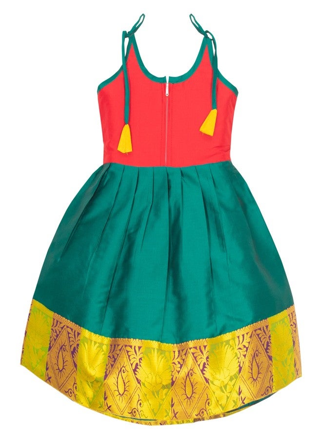 AMIRTHA FASHION Baby Girl's Cotton Silk Readymade Lehenga Choli Pattu Pavadai (Red,0-6 Months) - Image 2