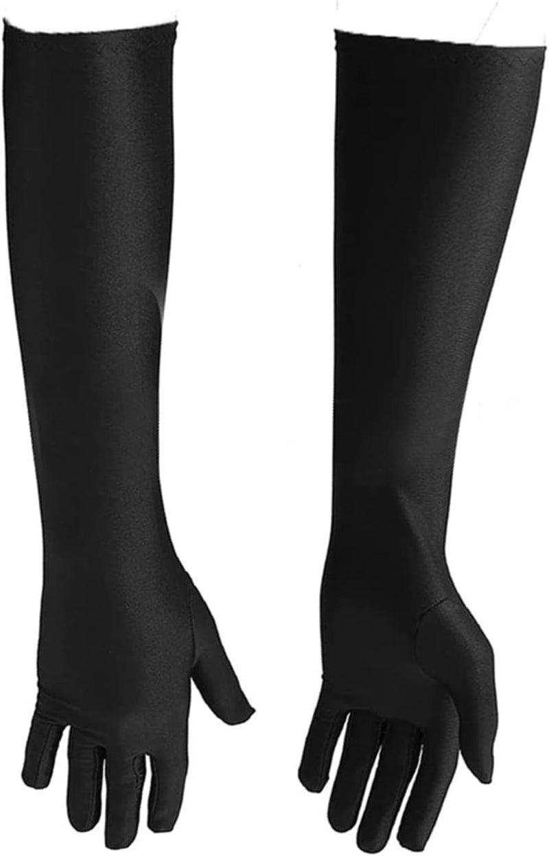 klarako Long Velvet Gloves for Women, Soft Breathable Black Long Gloves Stretchy Sun Protection Elbow Length Gloves for Wedding Party Cycling 20.5in - Image 2