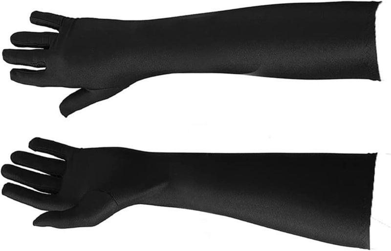 klarako Long Velvet Gloves for Women, Soft Breathable Black Long Gloves Stretchy Sun Protection Elbow Length Gloves for Wedding Party Cycling 20.5in - Image 4