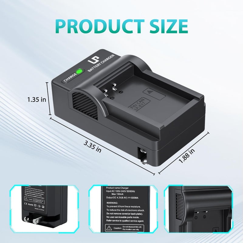 L & P -E17 Battery Charger, Charger Compatible with Canon EOS Rebel T7i, T6i, T6s, SL3, SL2, 77D, 9000D, 8000D, 800D, 760D, 750D, 200D, M6, M5, M3, Kiss X8i DSLR Cameras & More(NOT for T7, T6, T5, T3) - Image 5