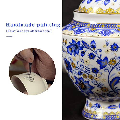 ACMLIFE Bone China Tea Set for Adults, Blue and White Tea Set for 4, Porcelain Vintage Floral China Tea Sets for Women Gift with Teapot (Blue and White) - Image 5