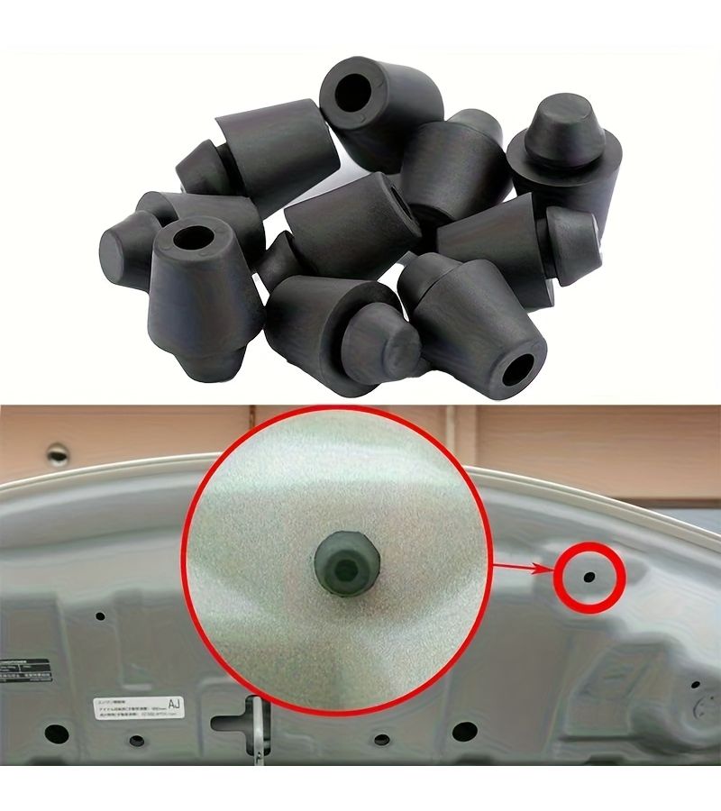 12 Pcs Black Universal GM Hood Trunk Shock Absorbing Rubber Pads Door Buffer Silencer Blocks Plugs For Quiet Operation Enhanced Durability - Image 1