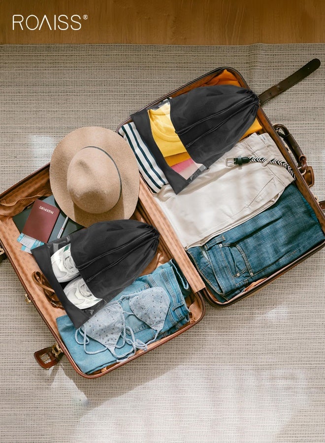 roaiss 10-Pack Unisex Travel Shoe Bags, Big Size 36*45cm Transparent Storage Bags with Drawstring for Hand Carry or Hanging Outdoor Travel Shoe Packaging Bags - Portable, Multi-Functional, Odor-Resistant, Black - Image 5