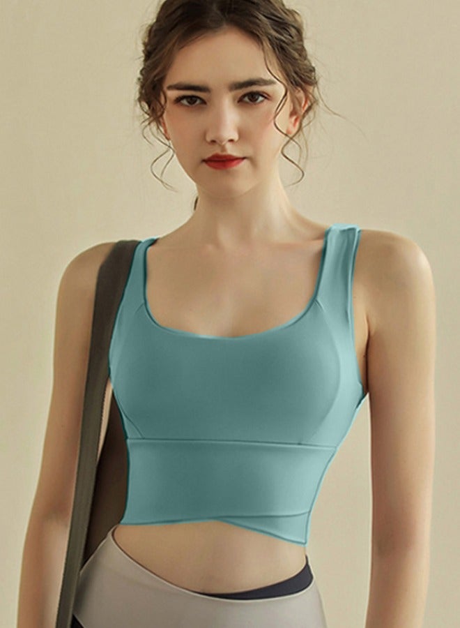 HaveDream Women's Yoga Vest, New Shockproof High Strength Running Fitness Bra - Blue L Size  - Image 4