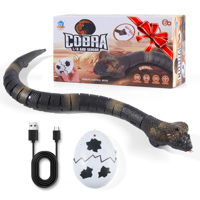 AMCHSURI Remote Control Snakes Realistic Rc Snake Prank Cobra Rechargeable Smart Sensing Cat Toy with Infrared Controller Reptile Toys Cool Gag Gifts or Christmas Birthday Gift for Boys Girls Ages 6 - Image 2