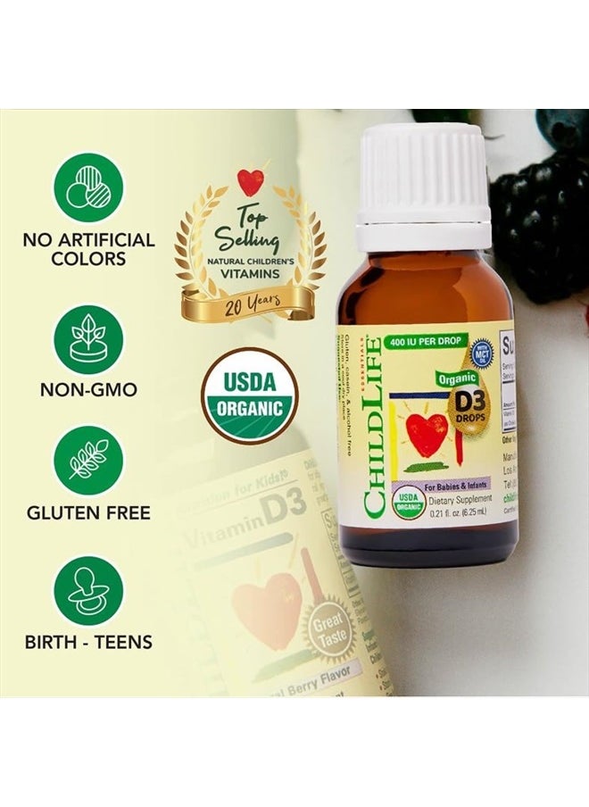 CHILDLIFE ESSENTIALS CHILDLIFE Essentials Organic Vitamin D3 Drops - Vitamin D Drops for Infants, Baby Vitamin D Drops, Kids Liquid Vitamin D for Newborns, 400 IU Per Drop - Flavorless, 0.21 Fl Oz (1 Pack)  - Image 4