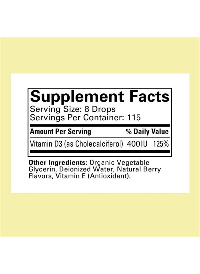 CHILDLIFE ESSENTIALS CHILDLIFE Essentials Organic Vitamin D3 Drops - Vitamin D Drops for Infants, Baby Vitamin D Drops, Kids Liquid Vitamin D for Newborns, 400 IU Per Drop - Flavorless, 0.21 Fl Oz (1 Pack)  - Image 2
