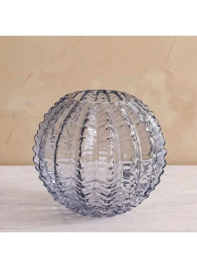 Danube Home Mirabella Grey Glass Vase 18x18x16cm Modern Decorative Flower Vase