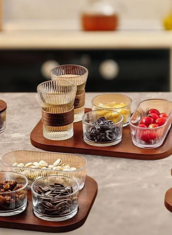 Casa Quesera Glass Nut Jars & Food Storage Set with 3 Containers, Glasses & Tray