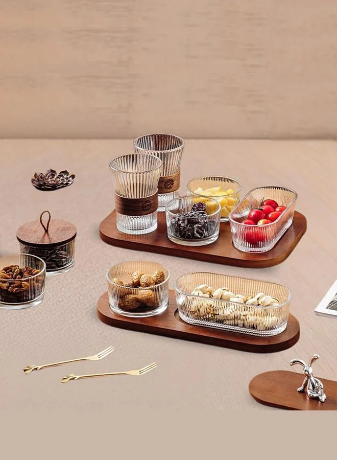 Casa Quesera Glass Nut Jars & Food Storage Set with 3 Containers, Glasses & Tray