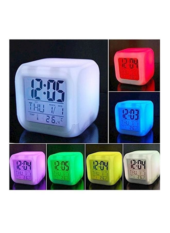 NIBEMINENT - 7 Colors Led Changing Digital Alarm Clock White - Image 1