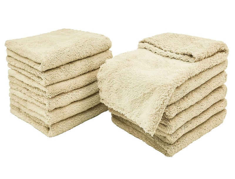 Kyapoo Baby Washcloths 12 Pack 12x12 Inches Microfiber Coral Fleece Extra Absorbent and Soft for Newborns, Infants and Toddlers-Brown - Image 1