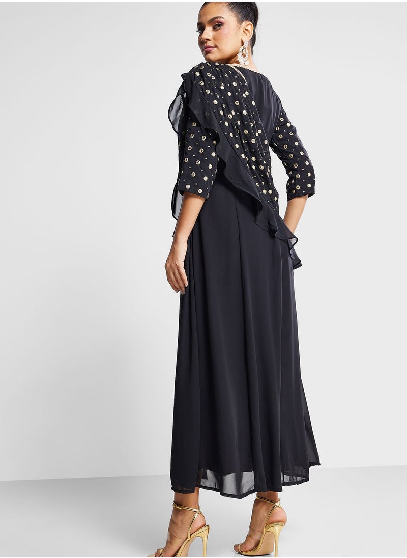 indya - Mirror Tiered Kurti With Attached Dupatta - Image 1