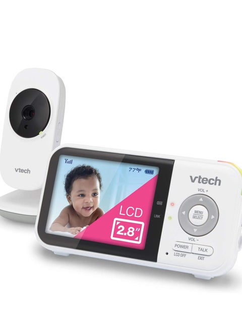 VTech VM819 Video Baby Monitor with 19Hour Battery Life 1000ft Long Range Auto Night Vision 2.8” Screen 2Way Audio Talk Temperature Sensor Power Saving Mode and Lullabies,