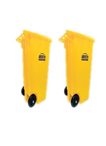 Aristo ARISTO Plastic Wheel Pedal Garbage Waste Dustbin 65 LTR YELLOWYELLOW Pack of 2  - Image 2