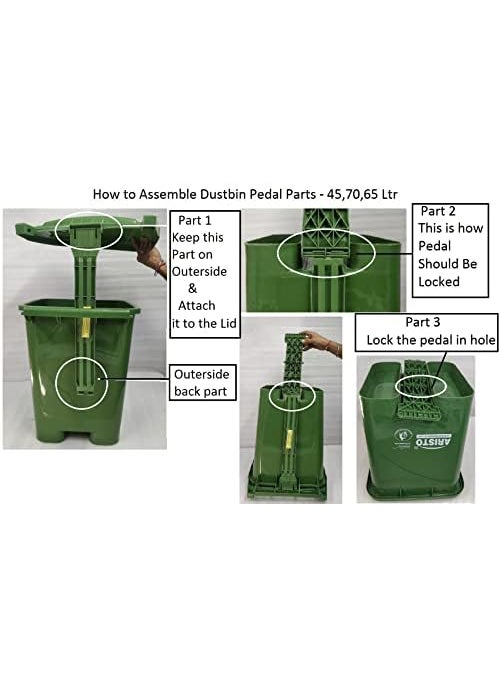 Aristo ARISTO Plastic Wheel Pedal Garbage Waste Dustbin 65 LTR YELLOWYELLOW Pack of 2  - Image 5