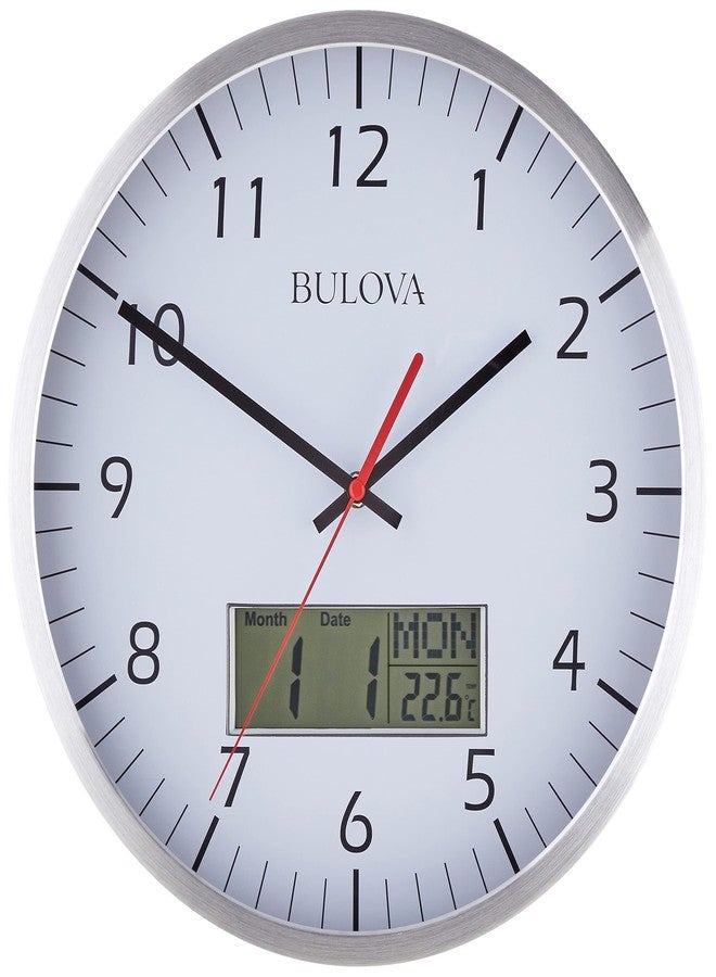 Bulova ساعة حائط بولوفا C4810 مانجر، فضية - Image 1