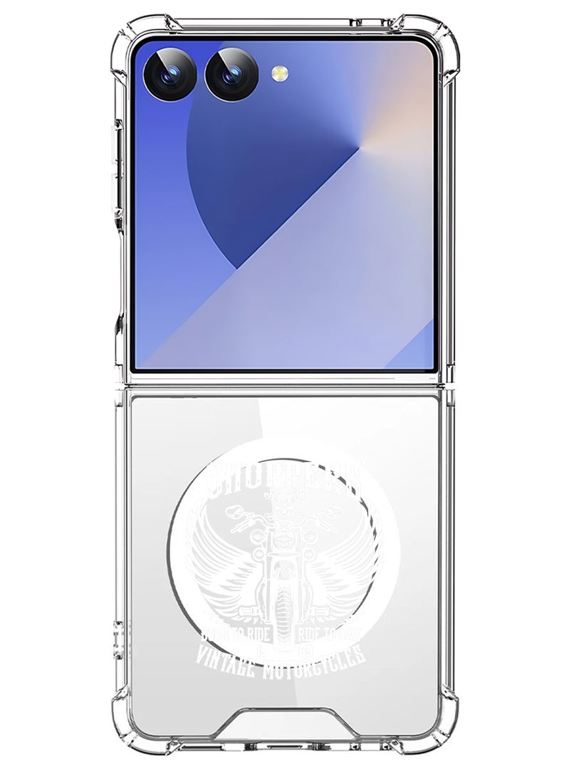 Theodor Magnetic Case for Samsung Galaxy Z Flip 7 Compatible with MagSafe Wireless Charging, Shockproof Phone Bumper Cover Choppers - White - Image 1