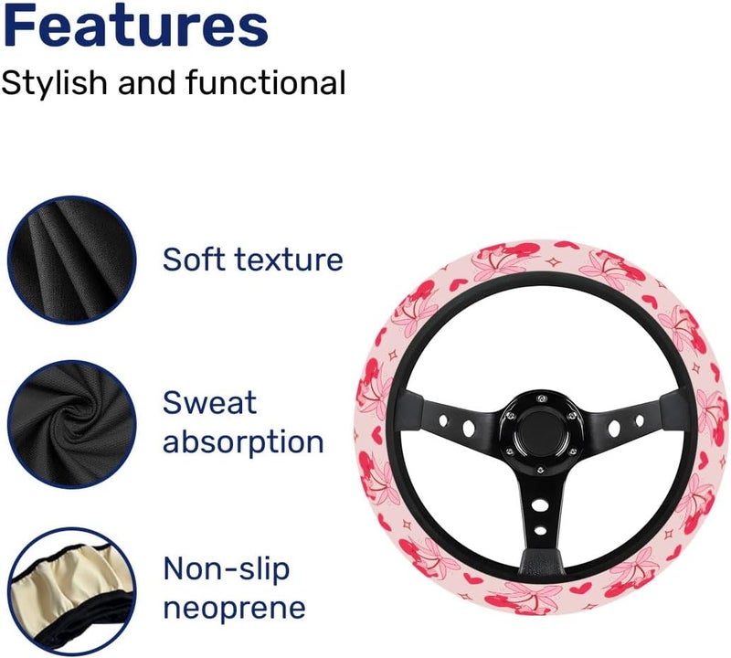 GENANY Mouse Steering Wheel Cover, Non-Slip Neoprene Wheel Grip, Breathable Driver Wheel Protector, Sweat-Absorbing Car Accessories, Gift Decor - Image 5