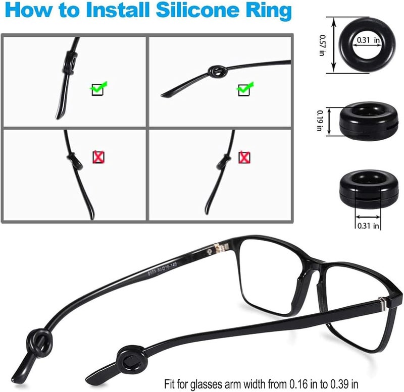 Summer Lemon 16 Pairs Eyeglasses Retainers, Premium Silicone Anti-Slip Eyeglass Holder, Comfort Ear Grip Hooks Protectors for Spectacle Sunglasses Reading Glasses Eyewears - Image 3