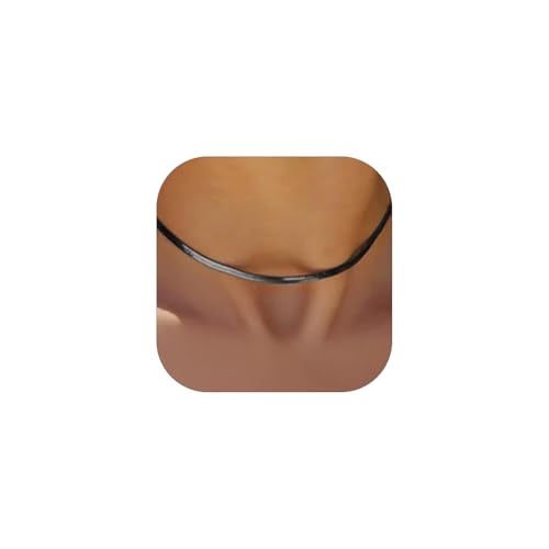 FOCALOOK Snake Chain Necklace Herringbone Necklace Black Choker Necklaces for Women 3MM(W) 12+3.5"(L) - Image 1