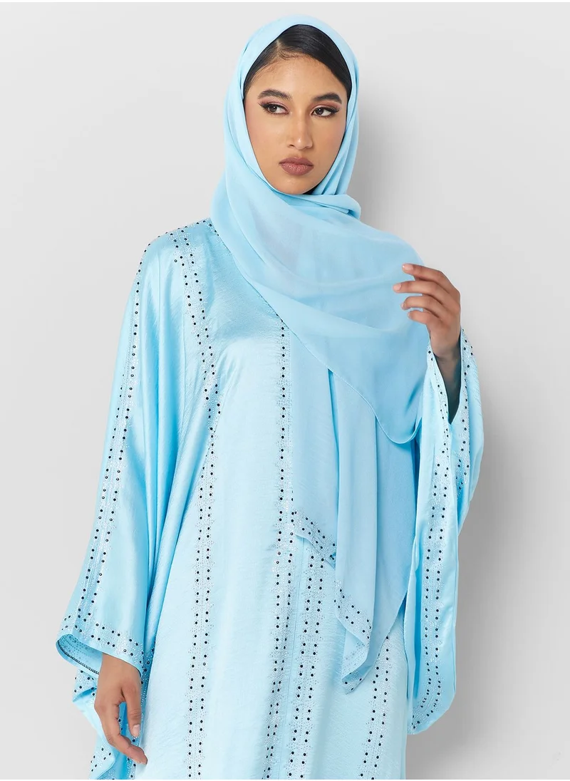 خزانة Bell Sleeved Abaya With Shimmer Detail