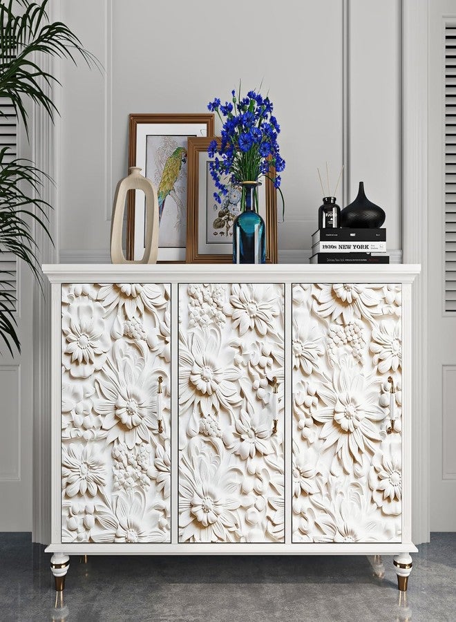 FunStick Off White 3D Floral Wallpaper Peel and Stick Embossed Flower Wallpaper for Bedroom Removable White Contact Paper Peel and Stick Wall Paper Decor for Bathroom Walls Cabinets Ceiling 17.5"x118" - Image 5