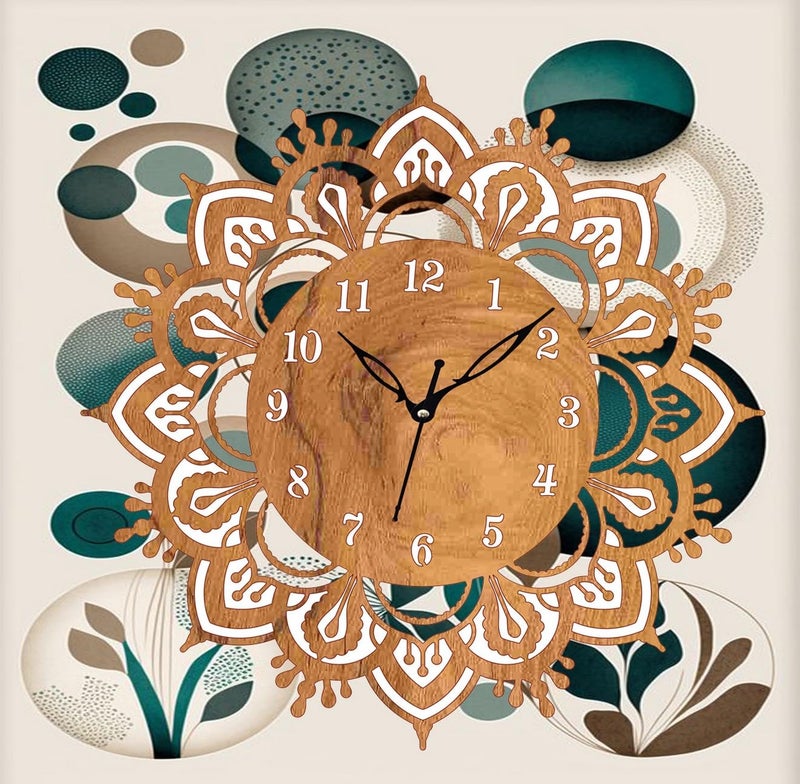 ADK Printed Designer Latest Wooden Digital Wall Clock Without Glass for HomeLiving RoomBedroomKitchen and Office Multicolor2 146 - Image 3