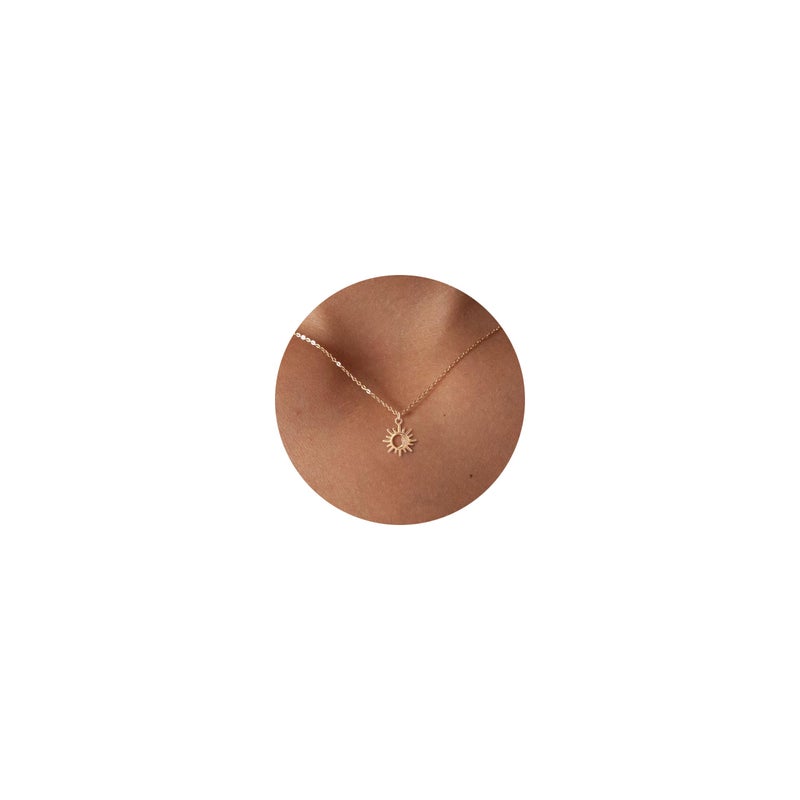 LLWOM Sun and Moon Necklace for Women, Dainty 14K Gold Plated Sun and Moon Pendant Necklace Cubic Zirconia Necklaces for Women Trendy - Image 1
