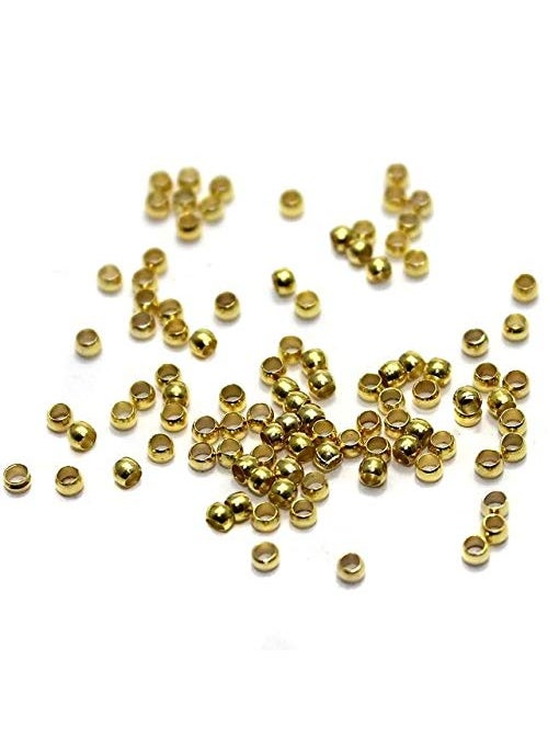 Beadsnfashion - Beadsnfashion Brass Crimp Beads Gold for DIY Jewelry Making and Crafts Work, Pack of 720 Pcs, Size 1 mm - Image 1
