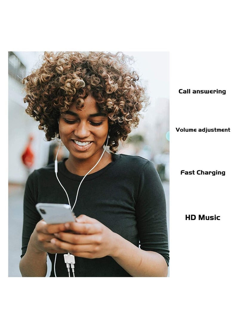 ELTRAZONE - 2 in 1 Dual Lightning Charger Cable Aux Audio Adapter Converter for iPhone 12/11/XS/XR/X/8/7/6/iPad, Support Calling+Charging+Music Control - Image 1