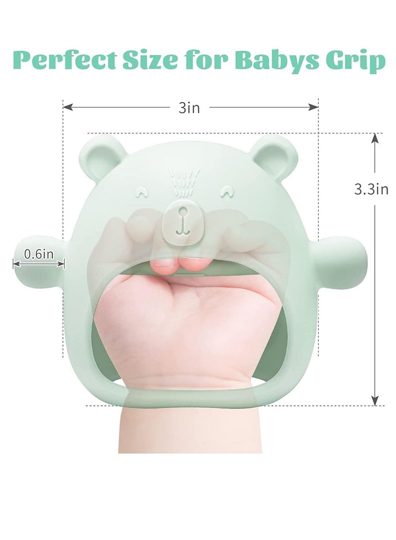 Gonice Bear Baby Teething Toy Silicone Teething Toys for Babies 0-6 Months 6-12 Months Anti Dropping Wrist Hand Teethers Baby Chew Toys for Sucking Needs (green)  - Image 5
